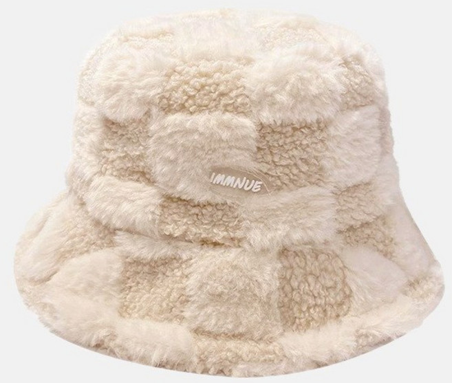 제이닝 여성 체크 무늬 버킷햇 겨울 데일리모자