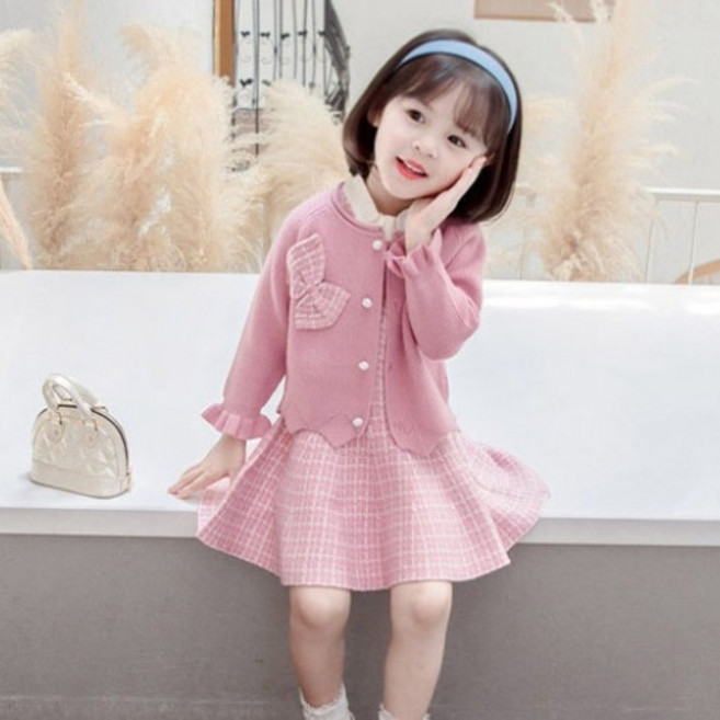 소소키즈 여아 리본 가디건 체크 나시 원피스 세트 유아 아동 키즈 주니어 봄 가을 나들이 외출복