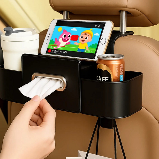 폰거치 컵홀더 차량수납함, 블랙, 1개