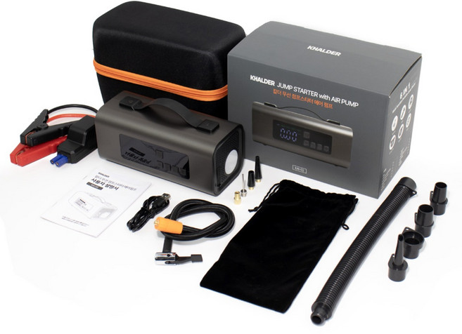 칼더 전차종 호환 점프 스타터 피크전류 2000A 올인원 대용량 배터리 공기압주입기, 8000mAh, 1개