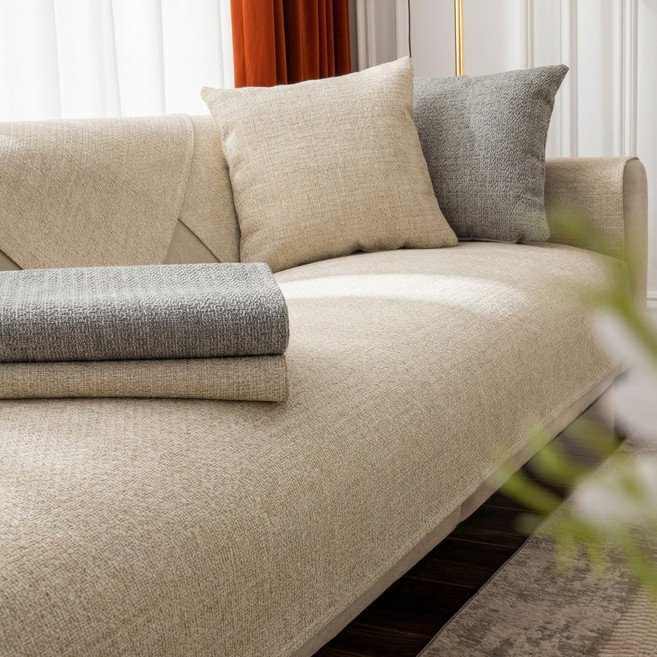 Olivet 린넨 쇼파패드 여름 시원한 통기성 미끄럼방지 70X150