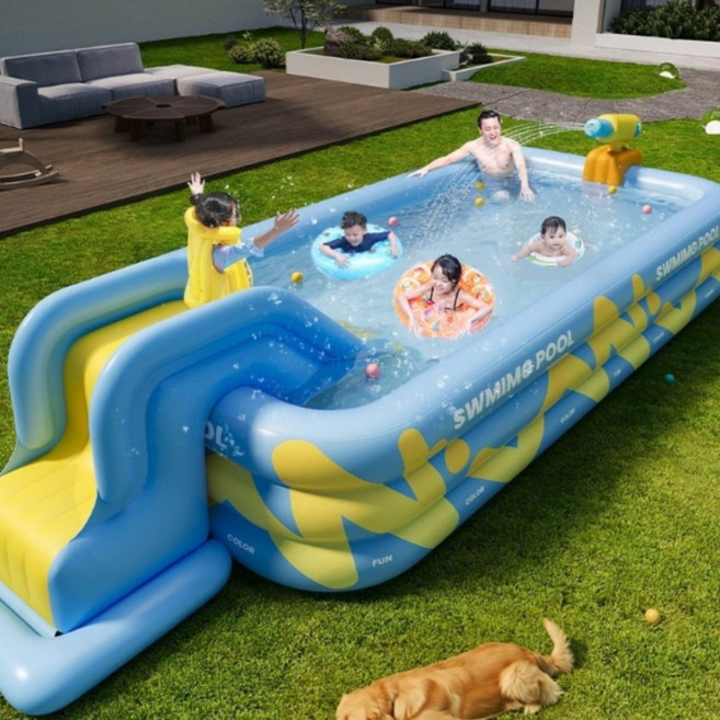 TLOML 수영장풀장 3M 미끄럼틀 튜브 두꺼운 모델 가정용 간이 수영장 물놀이풀장 에어 쿠션 야외 대형 성인, 1개