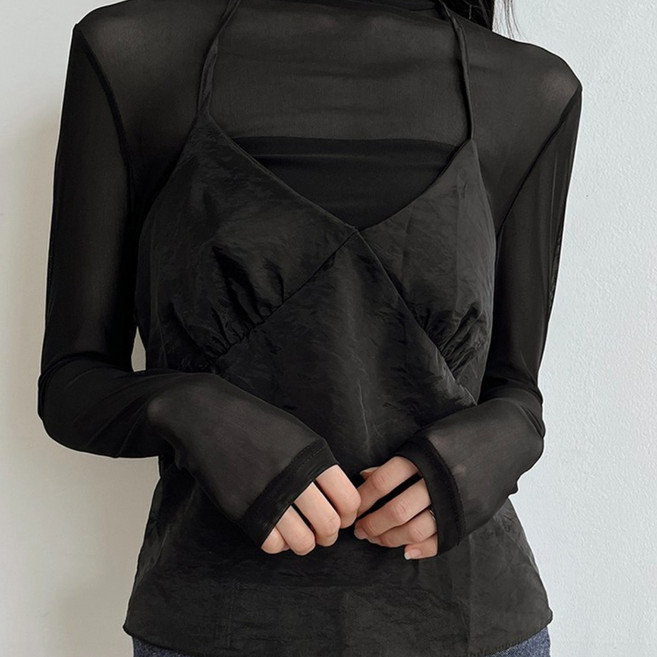 시스루 레이어드 뷔스티에 탑