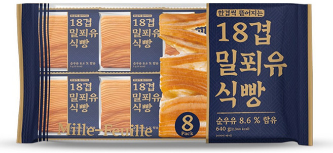 18겹 밀푀유 식빵 (80g x 8), 8개, 640g