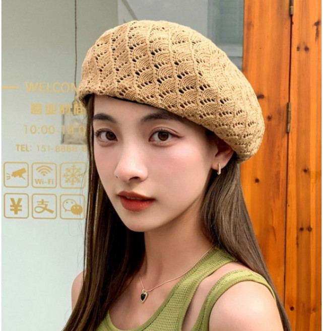 엘리스 여성모자 니트짜임 시원한 펀칭 개성있는 패션 베레모
