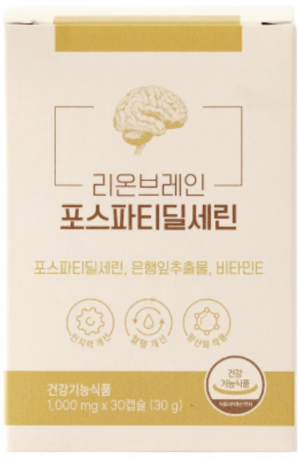 리온브레인 포스파티딜세린 징코 인지력상승 집중력 영양제 식약처 인증, 1박스, 30정 - 쿠팡