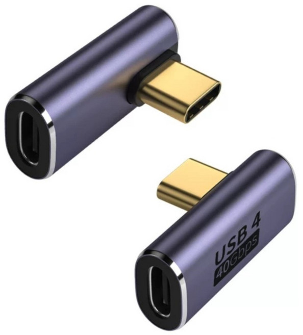 USB4 40GBps Type-C 轉接頭 彎頭 8K 適用 手機 平板 mac 筆電 雷電3 雷電4, 1個, USB4-Type c【公轉母】中彎