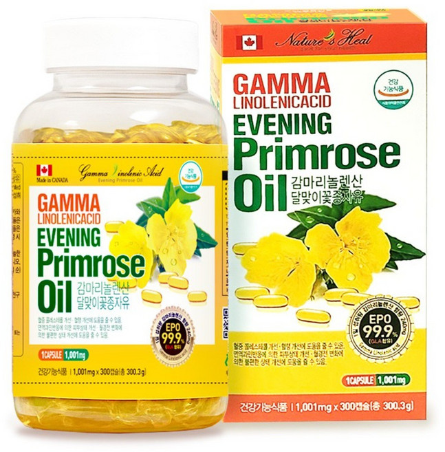 네이처스힐 캐나다직수입 감마리놀렌산 달맞이꽃종자유 (1001mg * 300캡슐) 'Evening Primrose Oil', 300정, 1개