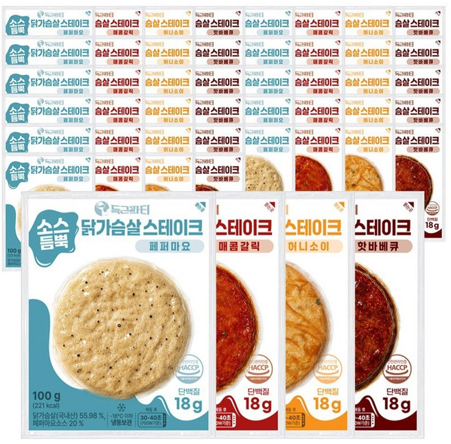 득근파티 소스듬뿍 닭가슴살 스테이크 4종 혼합, 100g, 12개