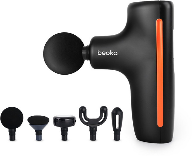 비오카 BEOKA H2 Pro Max 스마트 가변 진폭 마사지건 / 근육 부위별 맞춤 진폭 케어 / 온열헤드포함구성, 블랙
