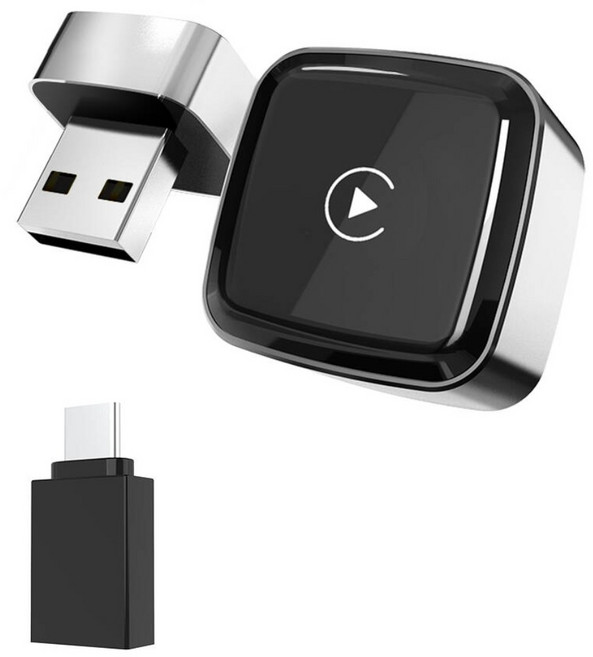 에브리핏 차량용 초슬림 미니 2IN1무선 카플레이 안드로이드 오토 호환 어댑터, 실버, CA-29