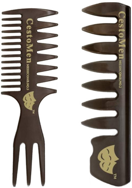 남자 포마드 빗 넓은 이빨 빗 정전기 방지 헤어 빗 남성용 세트 헤어 전문가용 스타일링 빗 젖은 머리용 빗 세트 긴 남자 헤어 스타일링 빗, 2개, 갈색