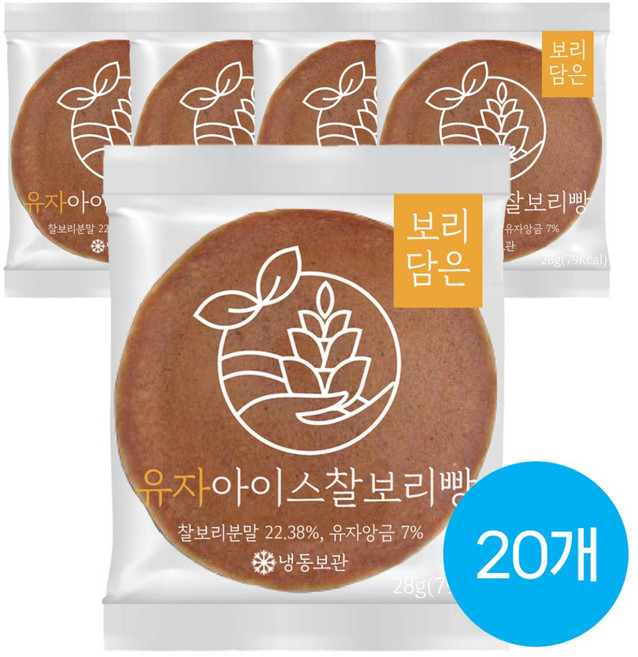 고흥유자 아이스 찰보리빵 28g 아침대용 간편식 사무실 회사 간식 대용량, 20개