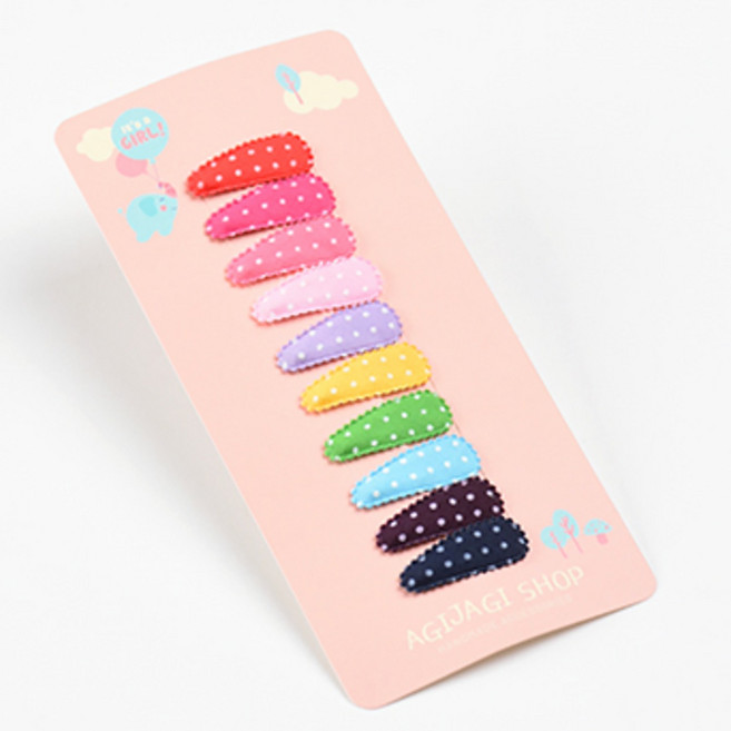 아기 베이비 유아 데일리 작은사이즈 미니 땡땡이 3센치 똑딱핀 머리핀 세트