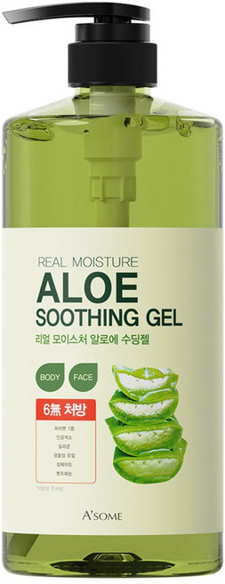 ASOME 리얼 모이스처 알로에 수딩젤 99%, 1L, 3개