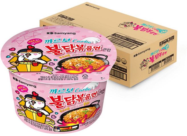 불닭볶음면 까르보 큰컵 105g, 16개