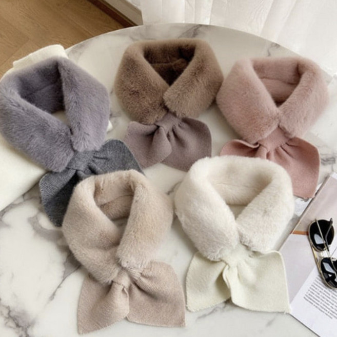 콩알만한게 퍼 니트 쁘띠 머플러 겨울 목도리 넥워머 스카프 에코퍼