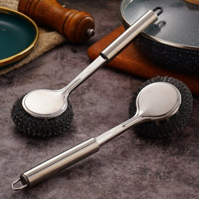 1+1+1 세트 프리미엄 고밀도 독일 스테인리스 주방용 브러시 만능 주방용 브러시, 1세트, 은색