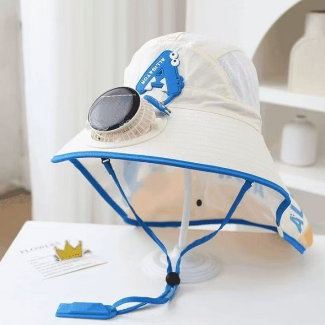 씨와이씨 어린이용 과일컬러 선풍기 모자 아동용 썬캡 모자선풍기 태양광충전 usb충전