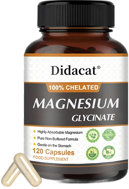 마그네슘 글리신 - 120캡슐 마그네슘 보충제로 수면과 이완 근육 경련과 긴장완화에 도움, 2개, 120정 - 쿠팡