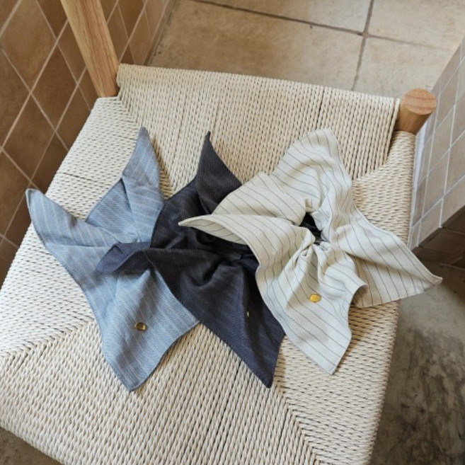 무이토린다 모노 스트라이프 스퀘어 사각 곱창머리끈