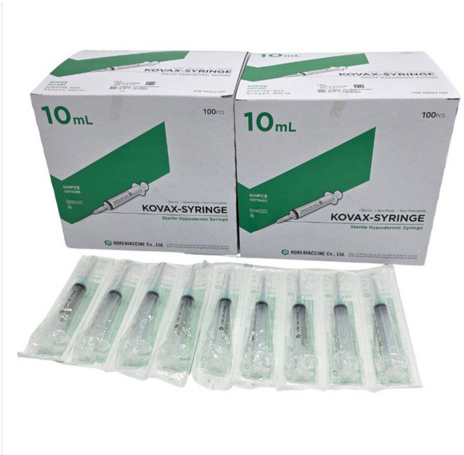 한국백신 일회용 주사기 10ml 21G 11/4" 100개, 1박스