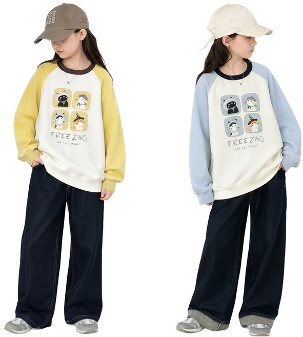 [또또데이] 수달 맨투맨 130-170 키즈 주니어 라운드학생 티셔츠