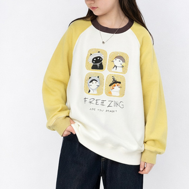 [또또데이] 수달 맨투맨 130-170 키즈 주니어 라운드학생 티셔츠