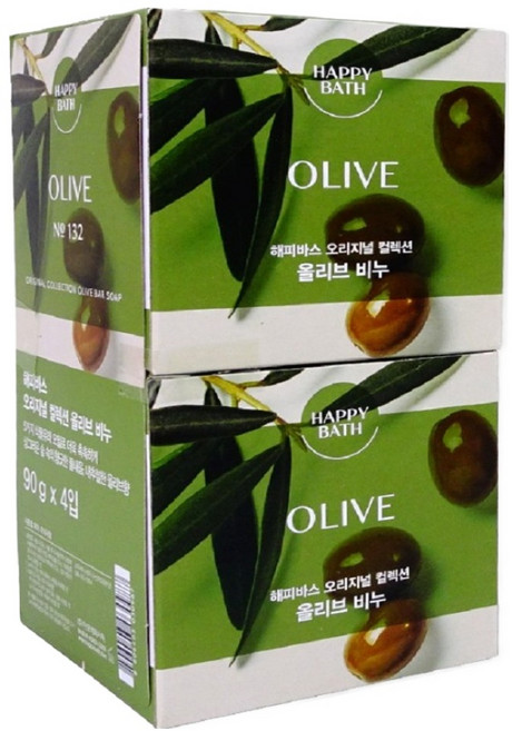 해피바스 오리지널 컬렉션 비누 솝 올리브향, 90g, 4개입