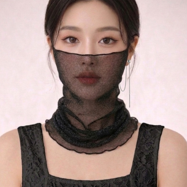 [사은품 증정]강철유통 쉬폰 시스루 망사 스카프 6종 목주름 넥 워머 메쉬 레이스 마스크 쁘띠