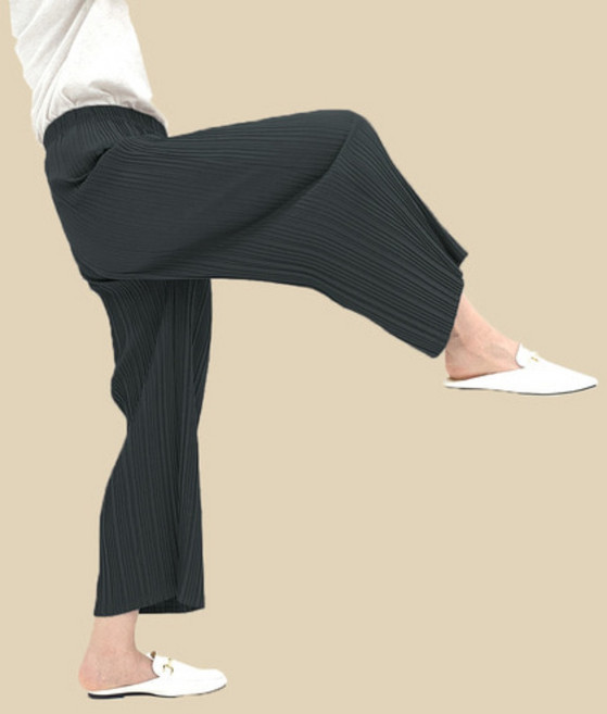 여성 플리츠 바지 주름 옷 밴딩 와이드 통바지 편한 엄마바지 중년여성 몸빼 골지 고무줄 국산