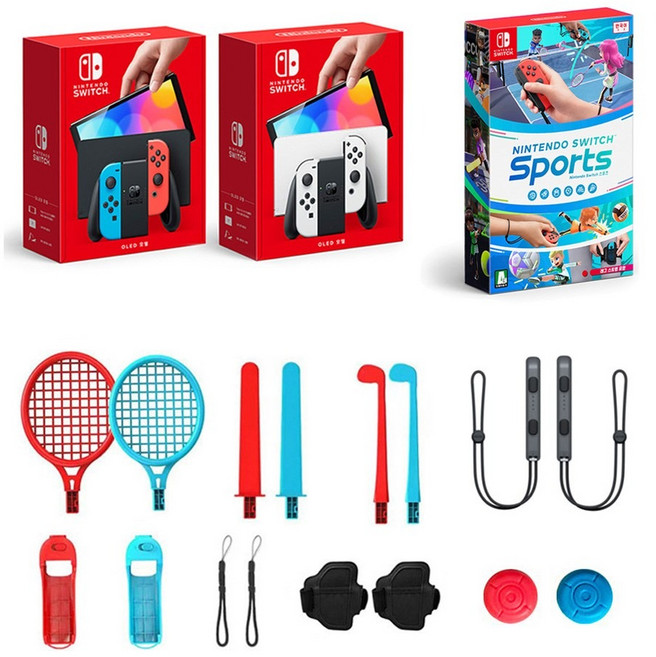 닌텐도 스위치 OLED 네온+스포츠 게임팩+나유타 16in1 올인원키트 패밀리팩