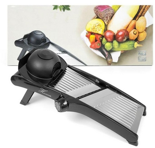 다용도 스텐 채칼 만능채칼 슬라이서, 와이드평판/채썰기 겸용 블랙, 1개