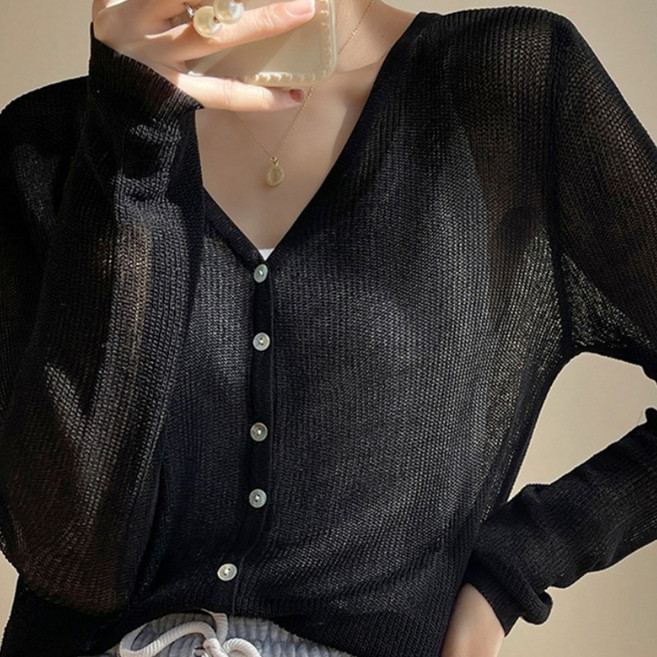 클레이스 썸머 시스루 V넥 가디건