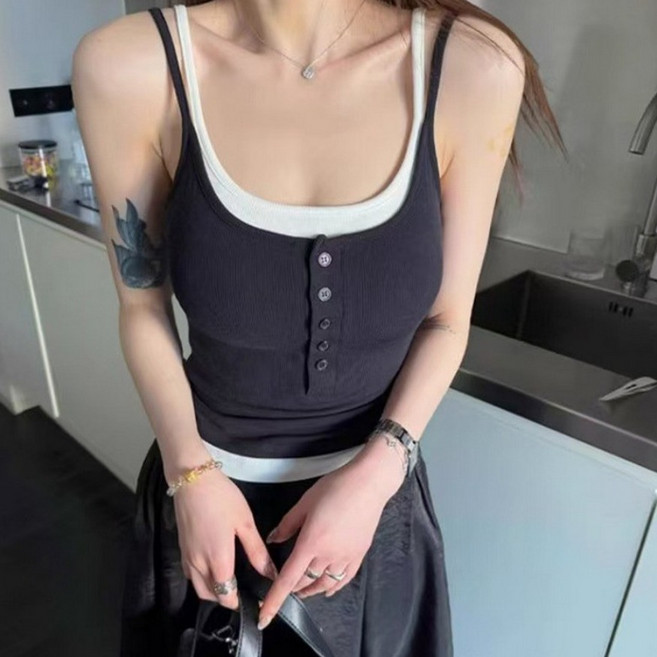 앨오앤지 여성 배색 데일리 캡내장 나시티