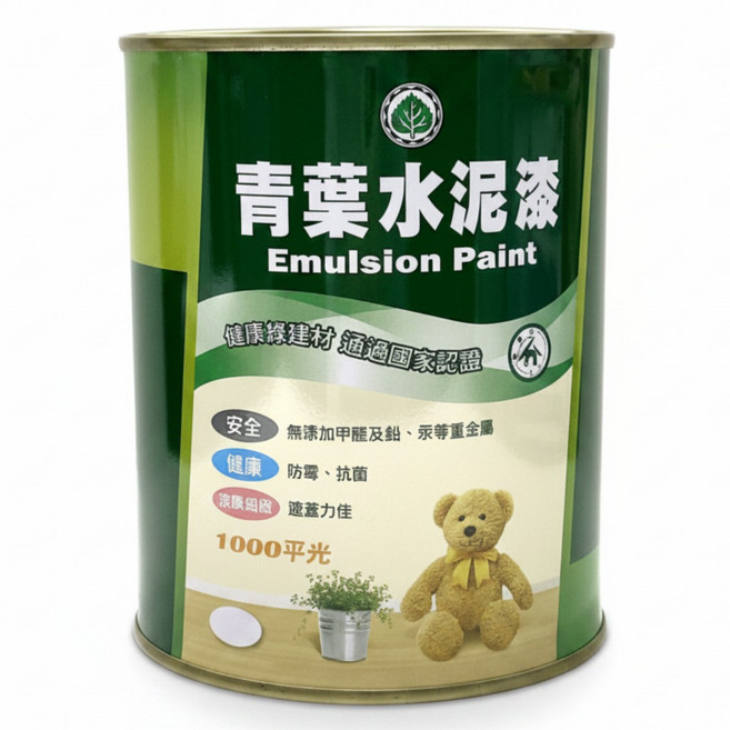 順銘 青葉1000平光水性水泥漆 多種色系可選 一公升裝 DIY牆面漆, 1個, 百合白2192
