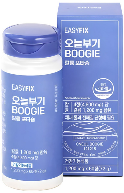 칼륨 포타슘 오늘 부기 국내산 제이인산칼륨 영양제 1200mg 이지픽스, 5개, 60정