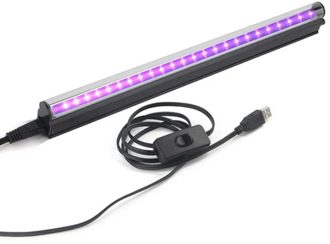 LED UV 램프바 USB 자외선 조명 스트립 블랙라이트 홈파티 야광 경화 네온 튜브, 1개, 보라