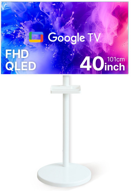 무빙큐빅스 스마트 40인치 FHD QLED 화이트에디션 삼탠바이미 퍼스트 셋트 이동식 tv 거치대 삼텐바이미 스탠바이미 중소바이미, 고객직접설치, 스탠드형, 101cm(40인치)