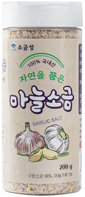 소금성 가는입자 마늘소금 용기형, 1개, 200g