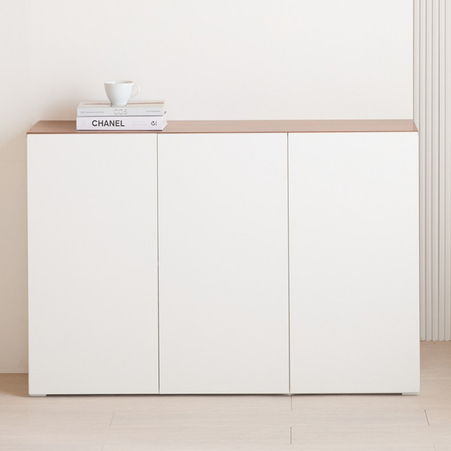 이븐 1200 수납장 슬림 다용도 거실장 수납, 이븐 1200 2단 다용도 수납장, 멀바우화이트