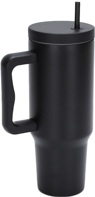 스텐텀블러 빨대형 보온보냉, 2세트, 1.2L, 블랙