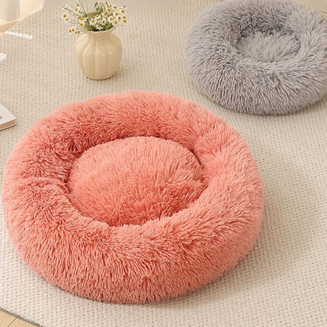 4계절용 코르크 페트 털 까지 빨 수 있는 고양이/개 집두꺼운 털 펫 하우스둥근 모양의 플러시 펫 라운지유카트 전용 보온용 작은 집, 1개, 연한 회색