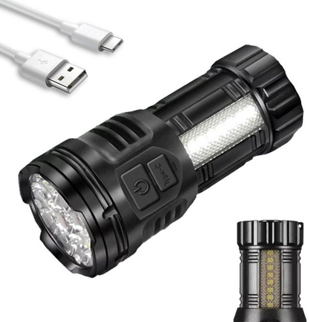 67g 초경량 미니 손전등 LED 충전식 후레쉬 자석 랜턴 오래가는 조명 산책, 블랙, 2개