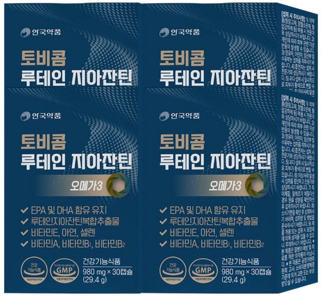 안국약품 토비콤 루테인지아잔틴오메가3, 4개, 30정