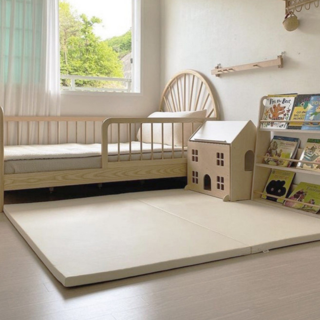 매트메이트 틈새 쏙 자투리 양면 2단 폴더매트, 크림