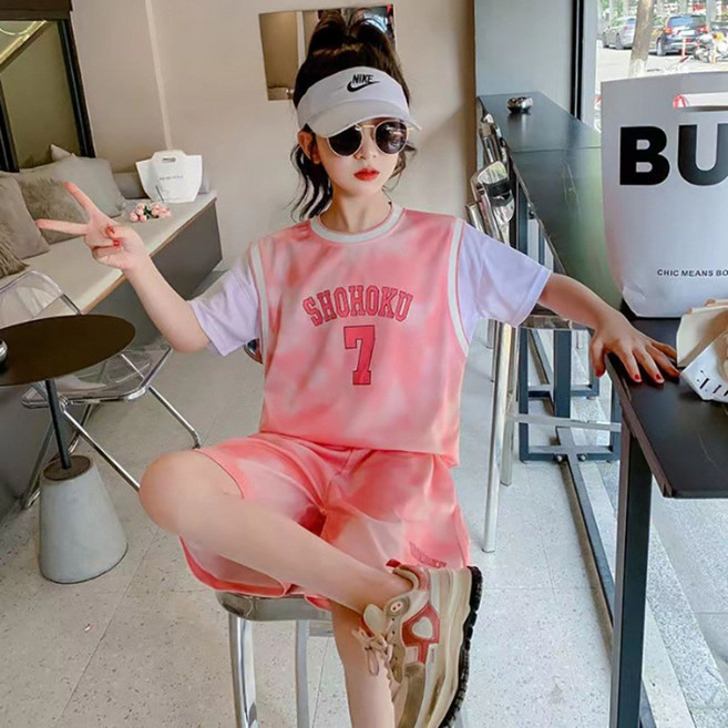 인싸모여 여아 주니어 반팔 농구복 운동복 여름 트레이닝 상하복