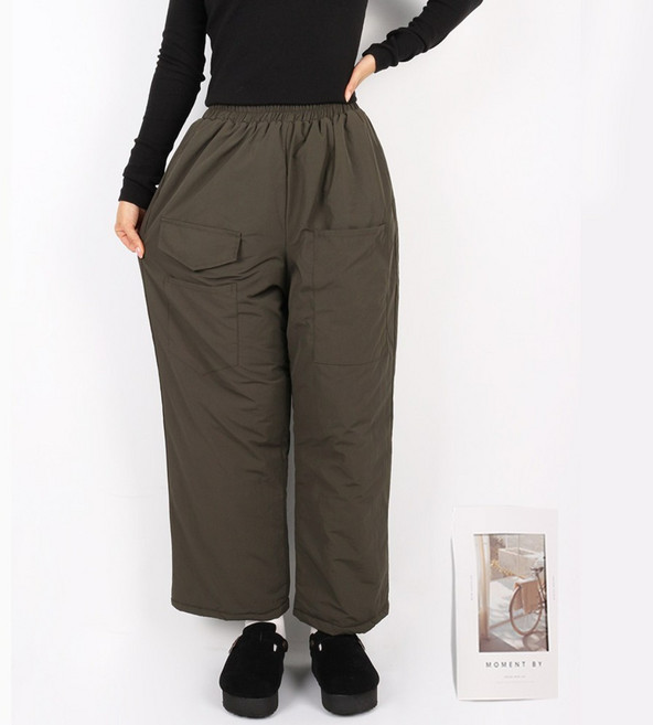 [GTM] D여성패딩통바지 와이드 포켓 솜바지 밴딩 경량 패딩 9부 귀여운 방풍