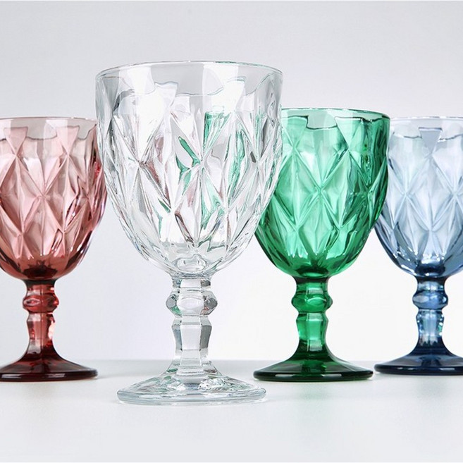 고블렛잔 4종 325ml, 1세트, 핑크+블루+에메랄드+화이트