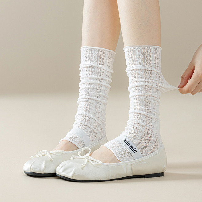 여성 심플 레이스 시스루 레그워머 발토시 3결레세트